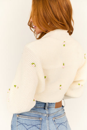 Cream Rosette Detail Bolero Shrug Cardigan