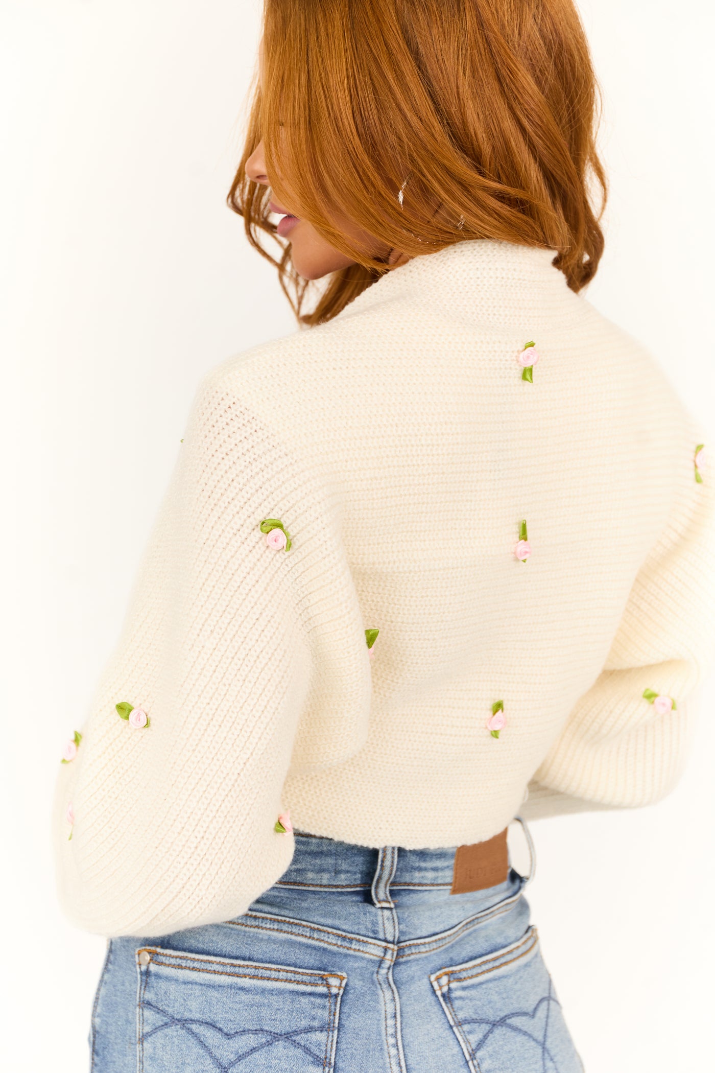 Cream Rosette Detail Bolero Shrug Cardigan