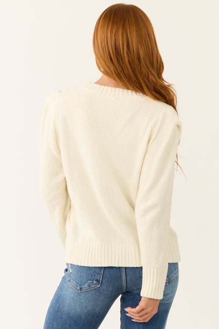 Cream Super Soft Defined Shoulder Sweater