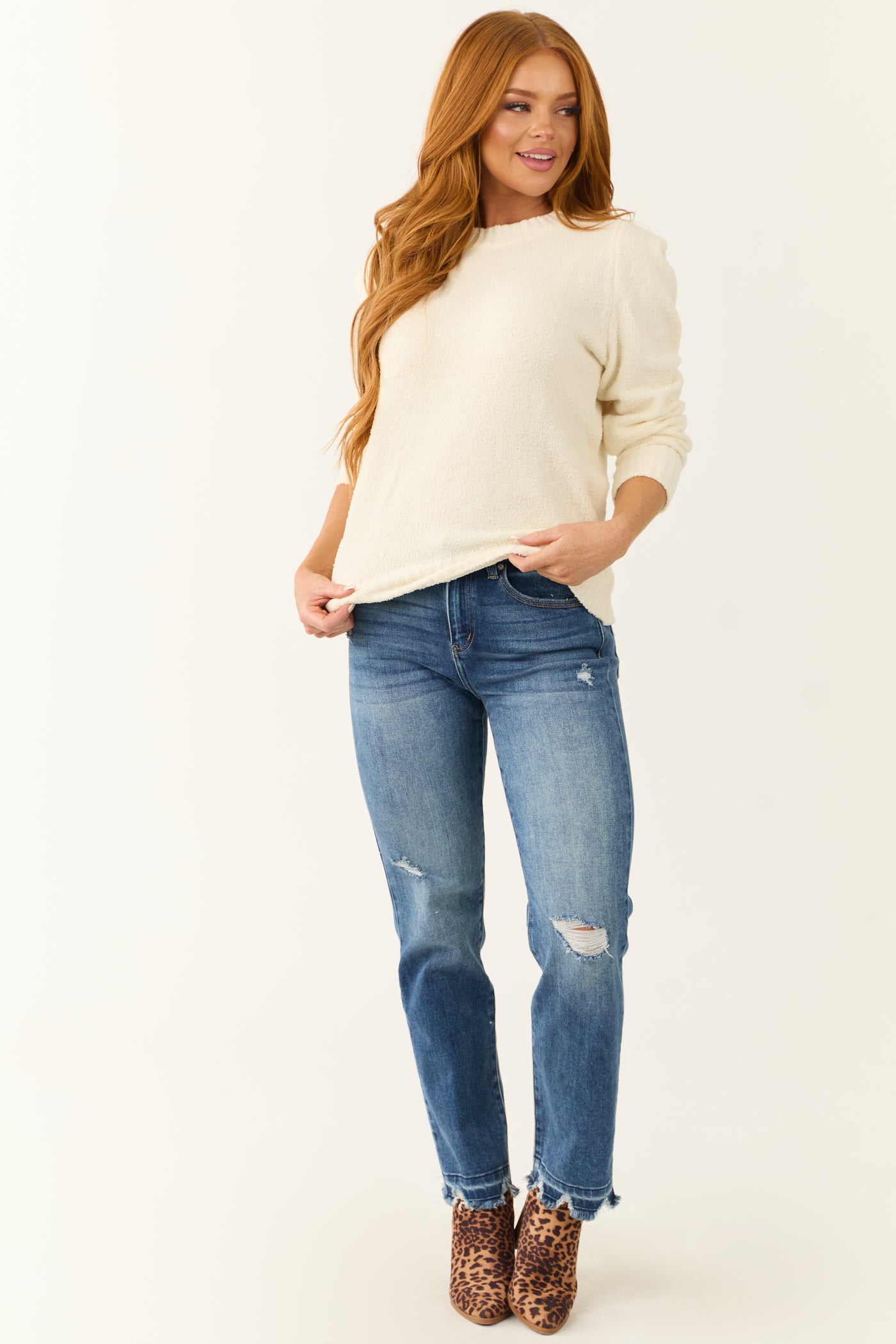 Cream Super Soft Defined Shoulder Sweater