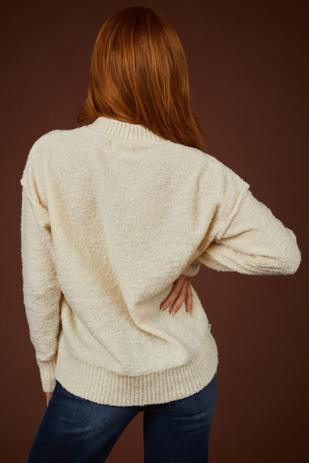 Cream Tencel 'Witches Please' Graphic Knit Sweater