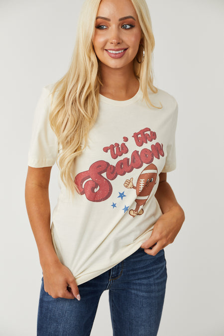 Cream 'Tis the Season' Football Graphic Tee