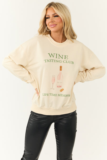 Cream 'Wine Tasting Club' Graphic Sweatshirt