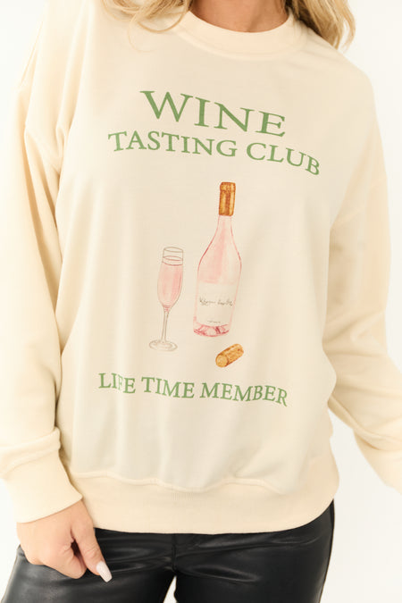 Cream 'Wine Tasting Club' Graphic Sweatshirt