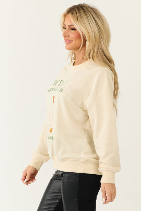 Cream 'Wine Tasting Club' Graphic Sweatshirt