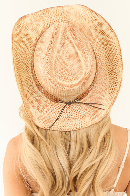 Cream Western Bull Head Straw Cowboy Hat