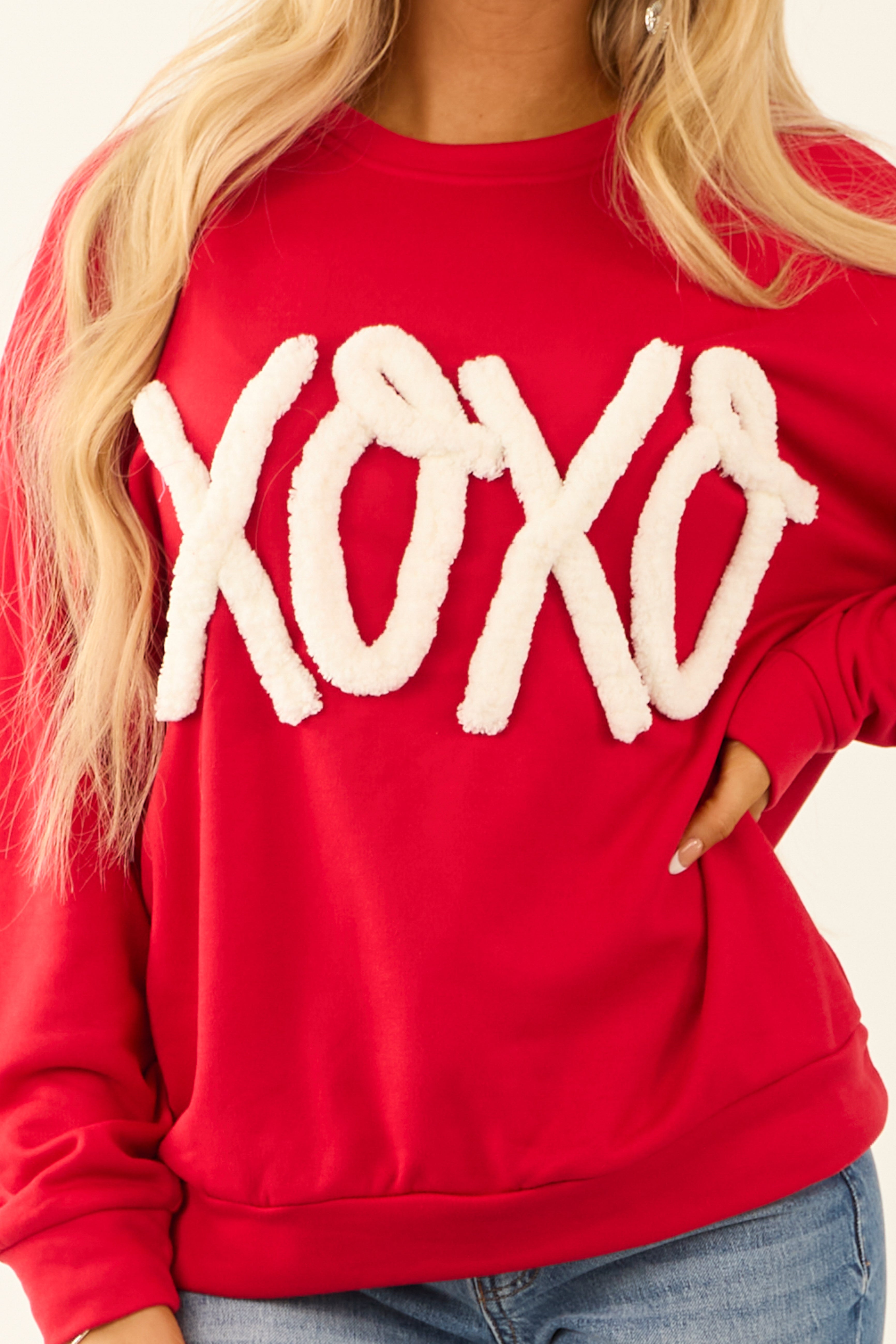 Crimson Chunky 'XOXO' Long Sleeve Sweatshirt