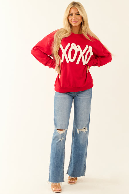 Crimson Chunky 'XOXO' Long Sleeve Sweatshirt