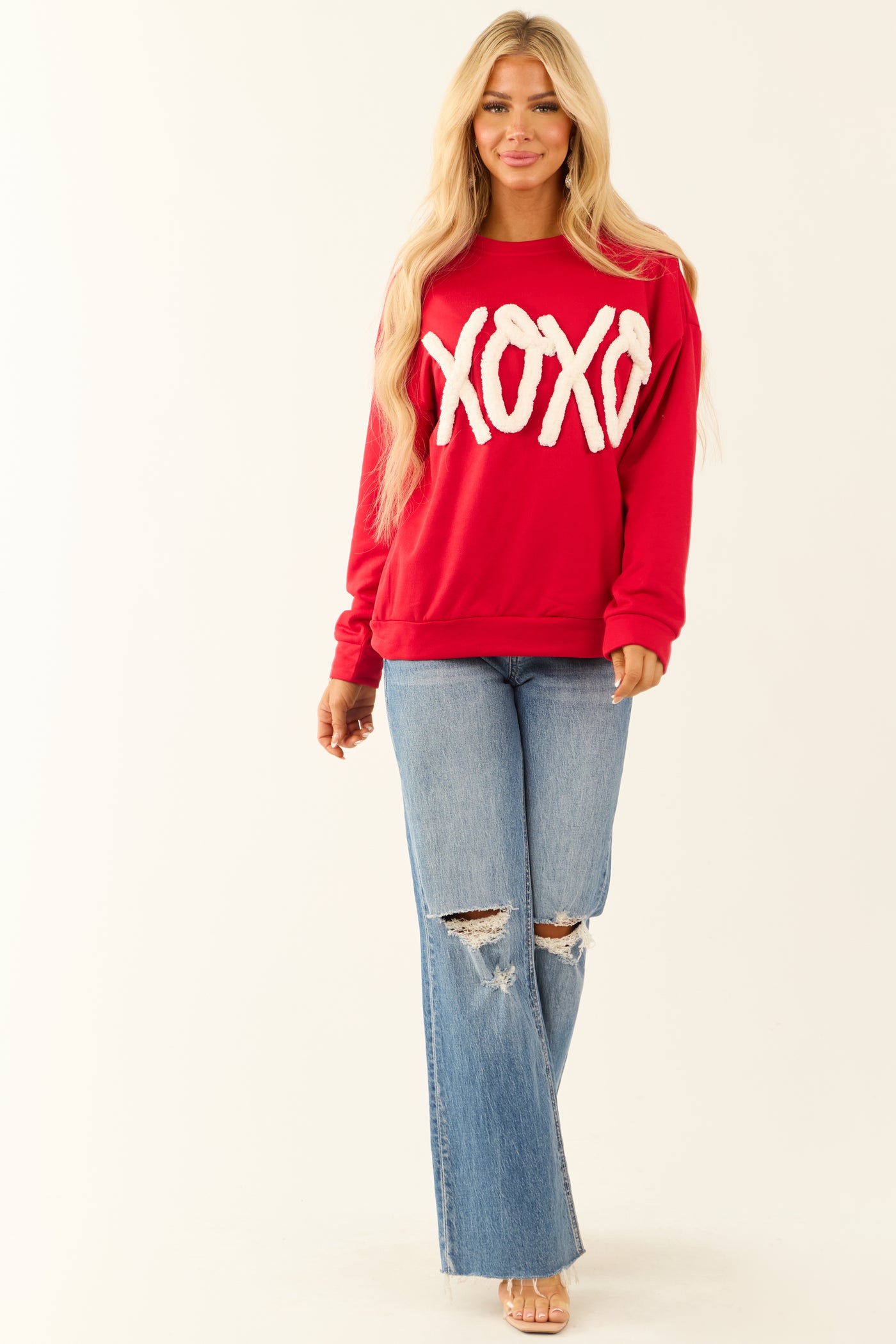 Crimson Chunky 'XOXO' Long Sleeve Sweatshirt