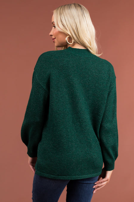 Dark Pine Half Button Down Long Sleeve Sweater