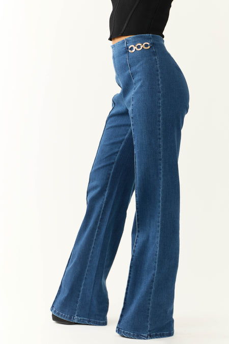 Dark Wash High Waisted Jeans with Front Seam