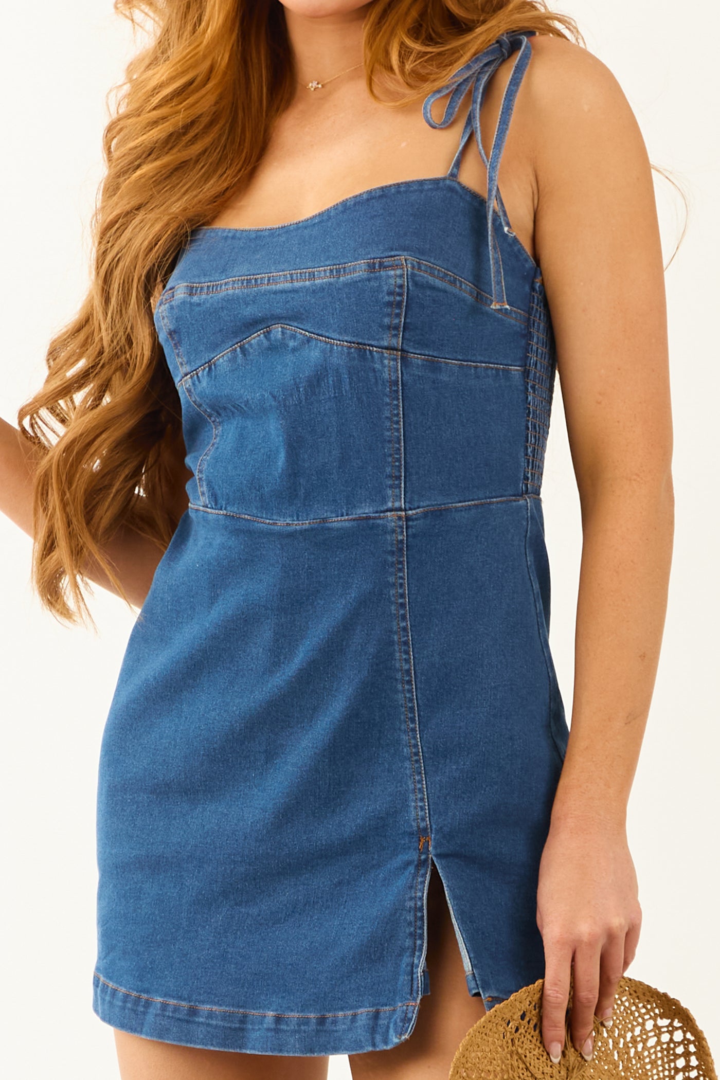 Dark Wash Square Neck Sleeveless Denim Romper