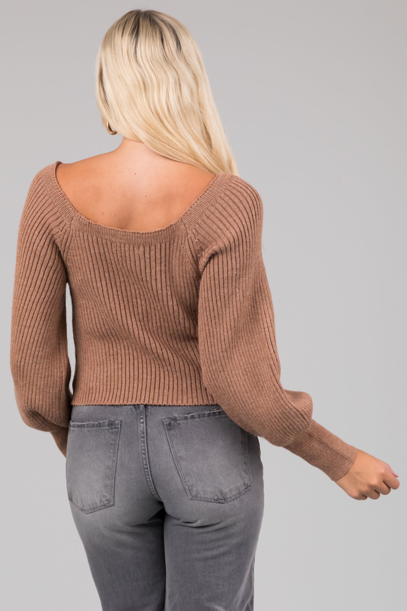 Deep Camel Boatneck Ribbed Sweater