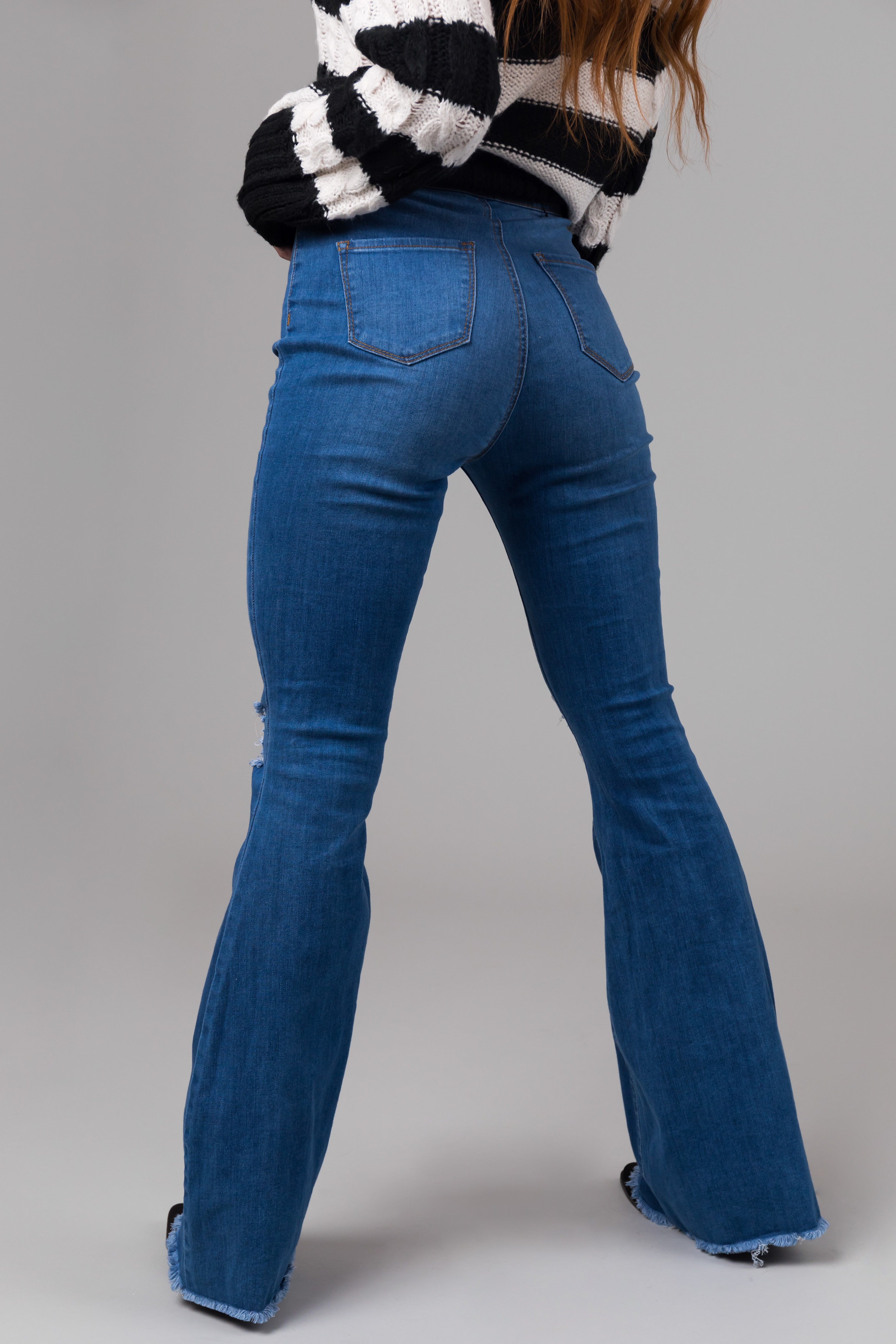 Denim Zone Hazel Dark Wash High Rise Flare Jeans