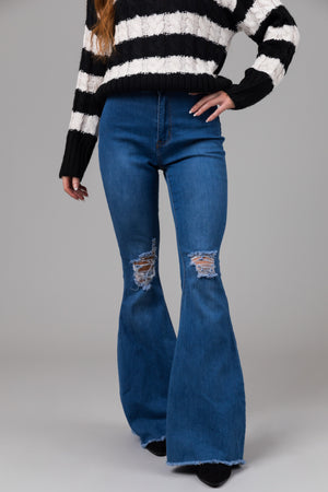 Denim Zone Hazel Dark Wash High Rise Flare Jeans