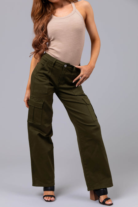 Denim Zone Olive Super Stretchy Cargo Jeans