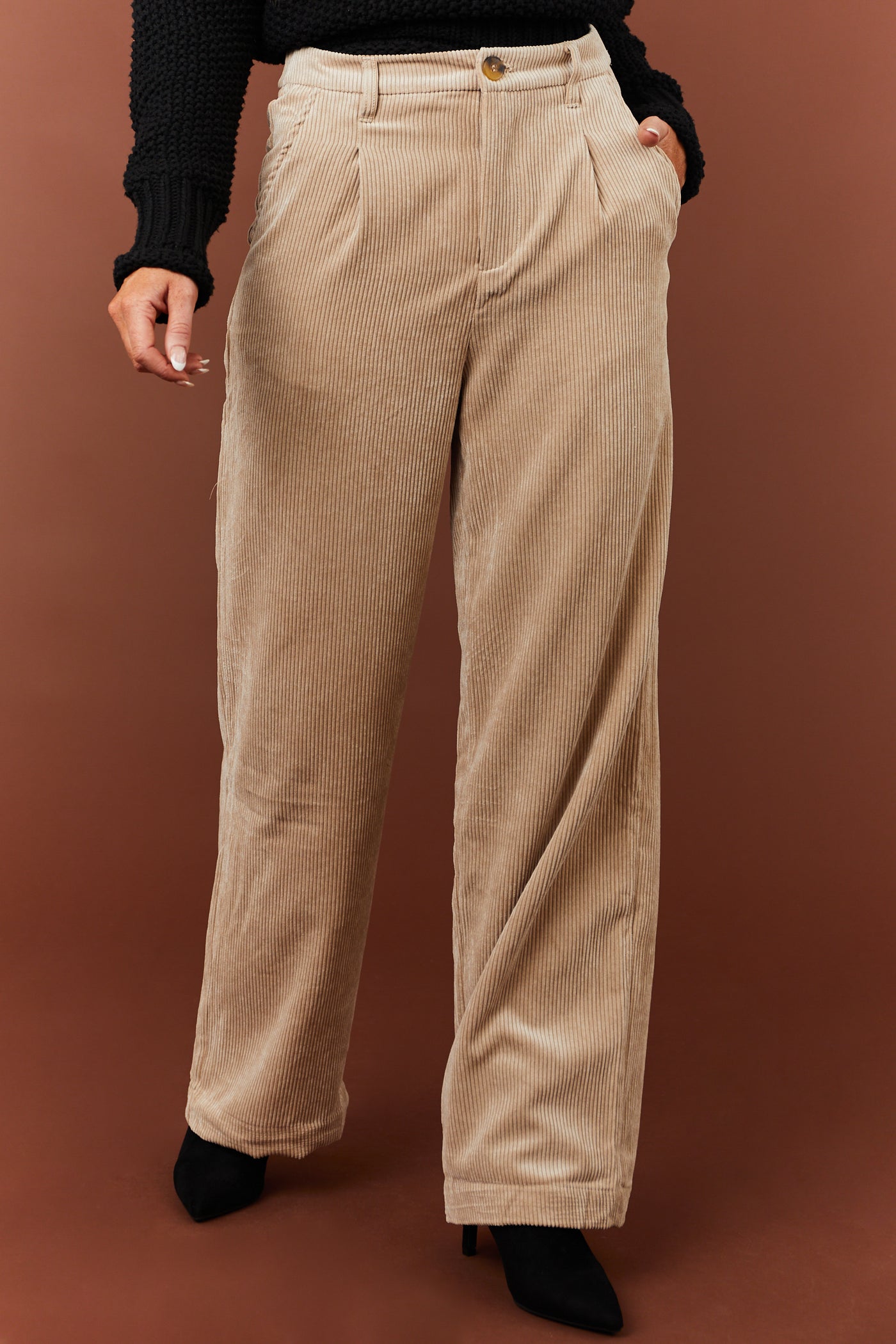 Desert Sand Corduroy Trouser Straight Leg Pants