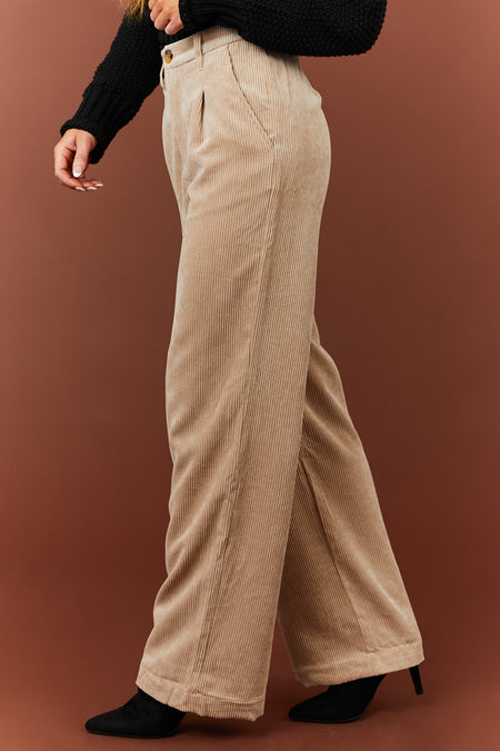 Desert Sand Corduroy Trouser Straight Leg Pants