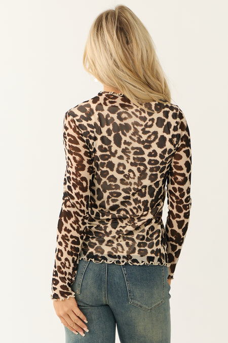 Desert Sand Leopard Print Fitted Top