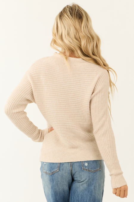 Desert Sand Mock Neck Long Sleeve Sweater