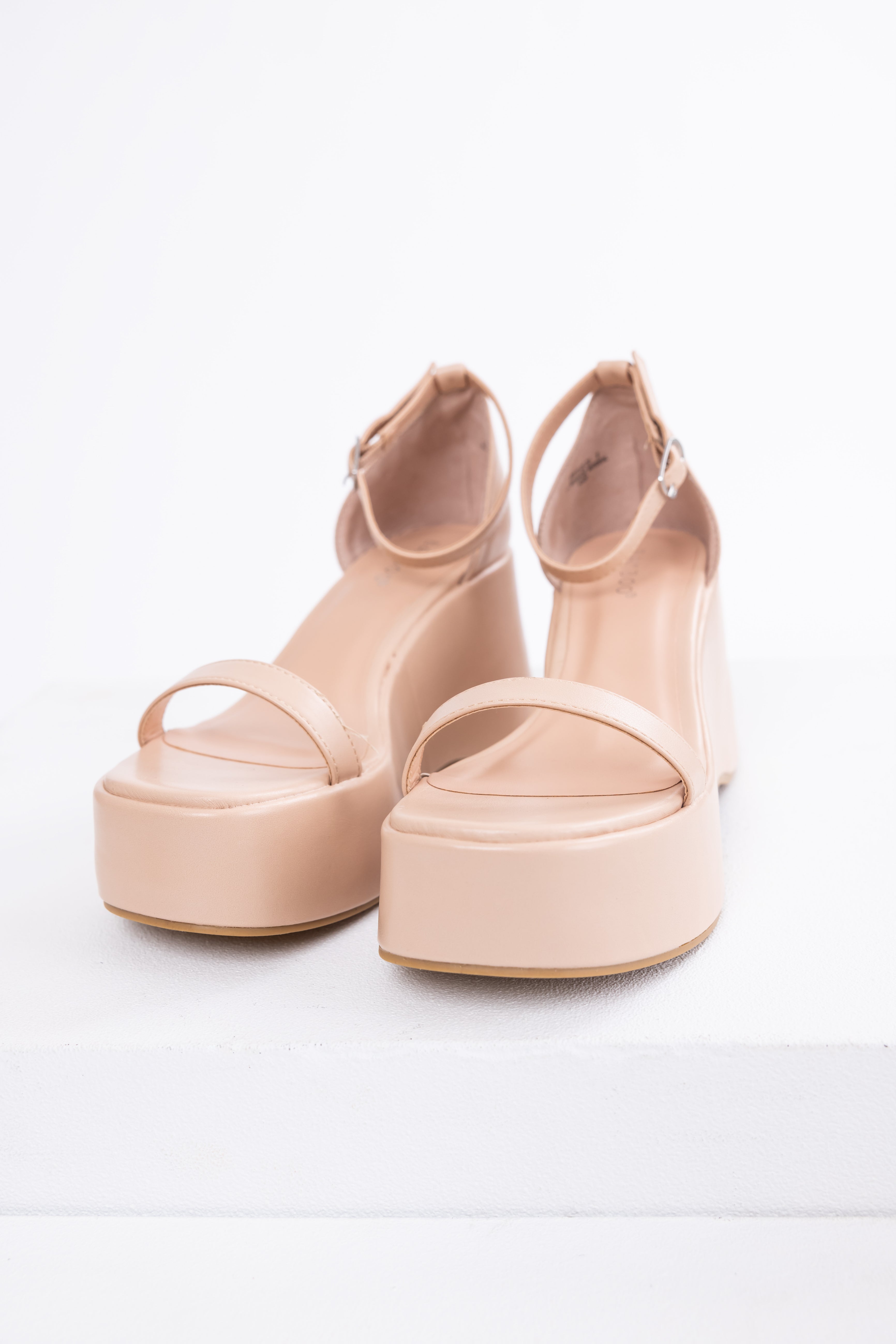 Desert Sand Ankle Strap Open Toe Wedges