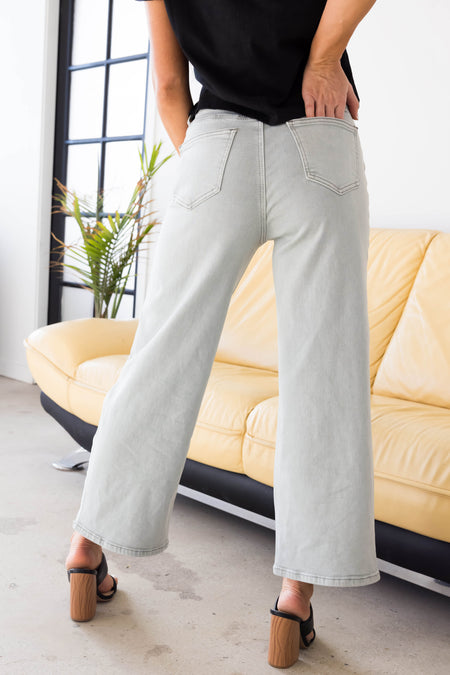 Dove Grey High Rise Super Wide Leg Jeans