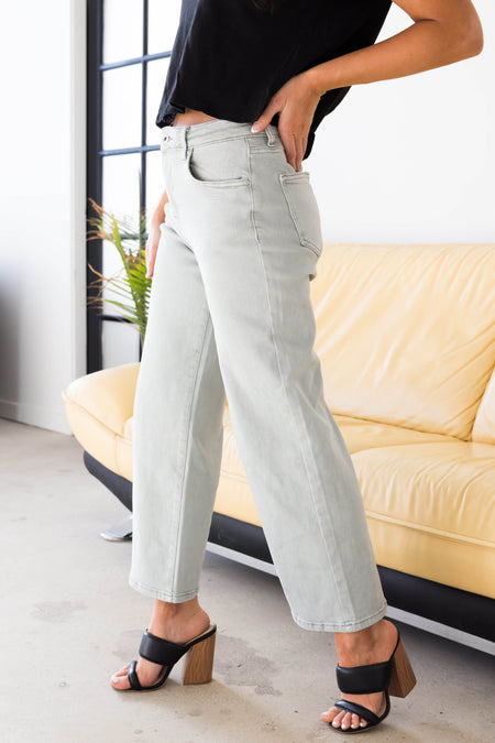 Dove Grey High Rise Super Wide Leg Jeans