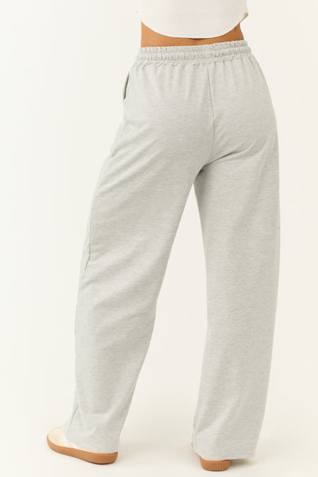 Dove Grey Wide Leg Drawstring Sweatpants