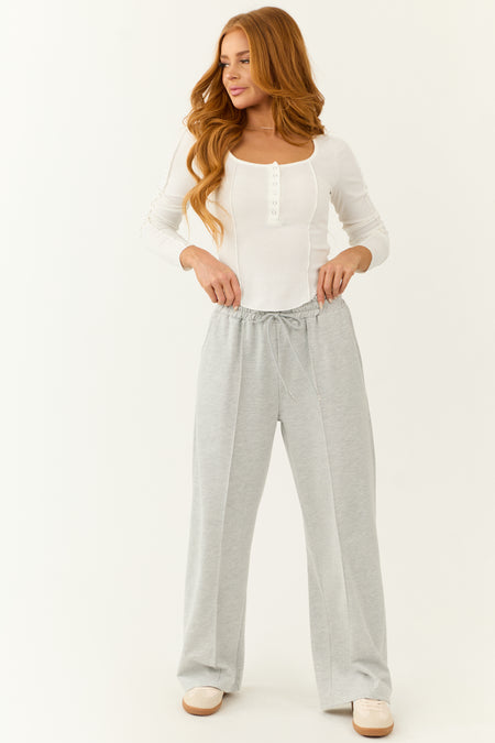 Dove Grey Wide Leg Drawstring Sweatpants