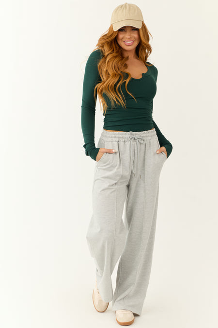 Dove Grey Wide Leg Drawstring Sweatpants