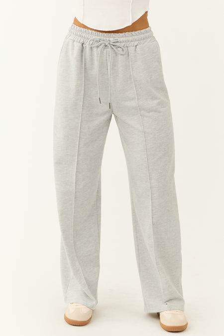 Dove Grey Wide Leg Drawstring Sweatpants