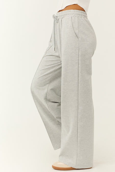 Dove Grey Wide Leg Drawstring Sweatpants