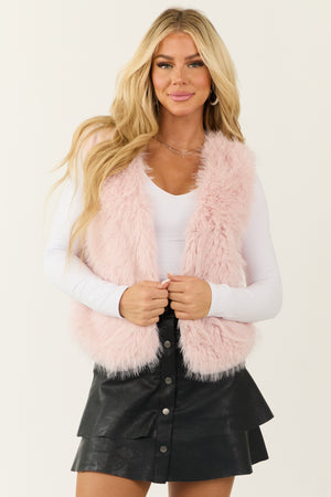 Dusty Blush Faux Fur Soft Open Vest