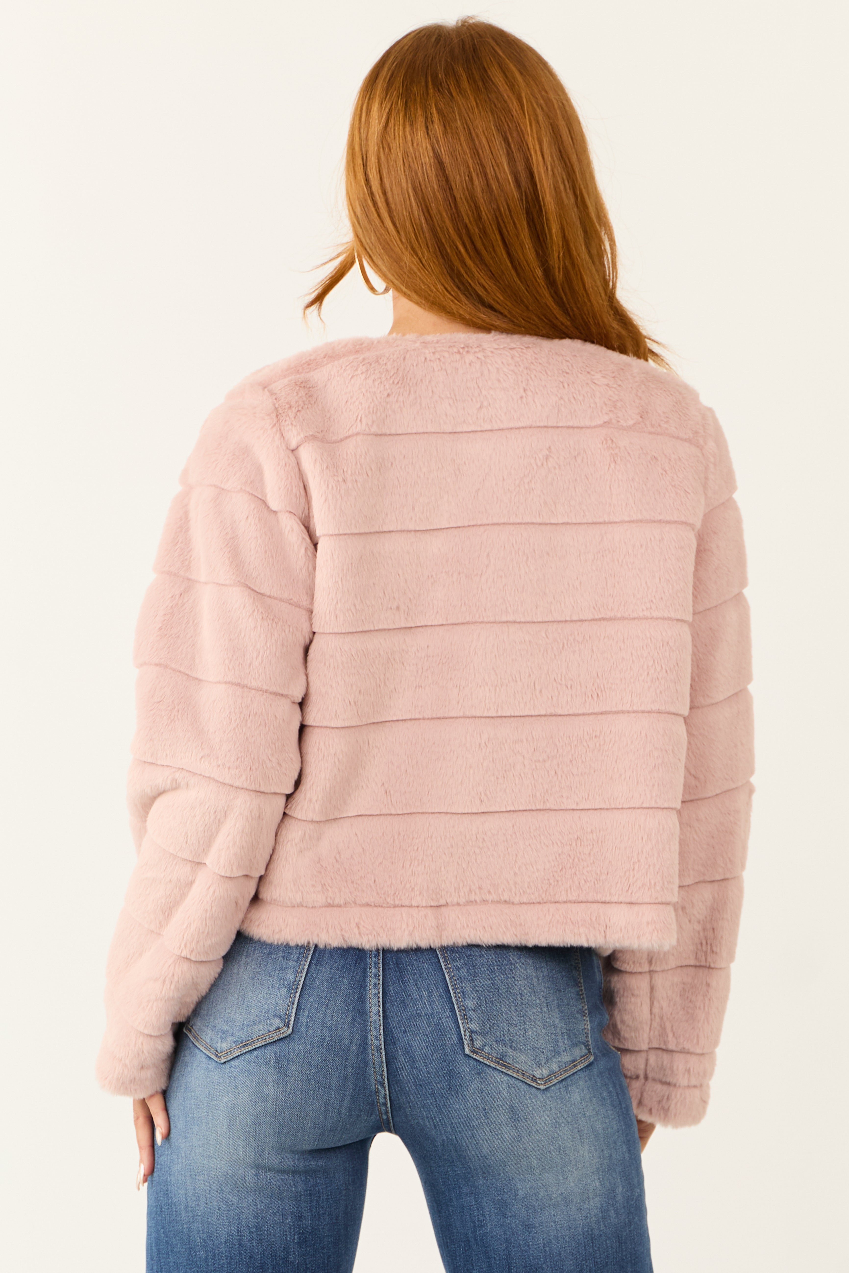 Dusty Blush Fuzzy Soft Long Sleeve Jacket