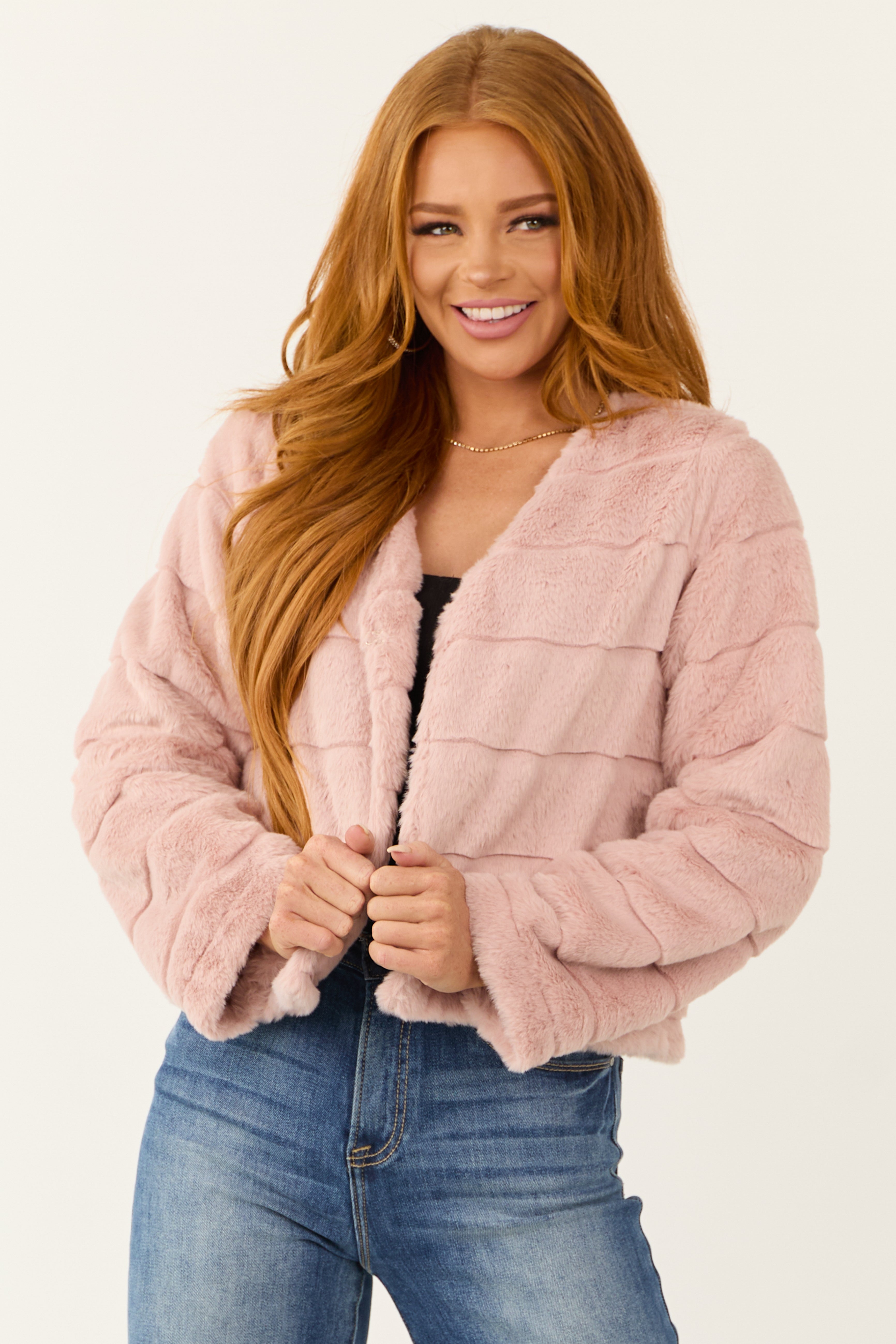 Dusty Blush Fuzzy Soft Long Sleeve Jacket