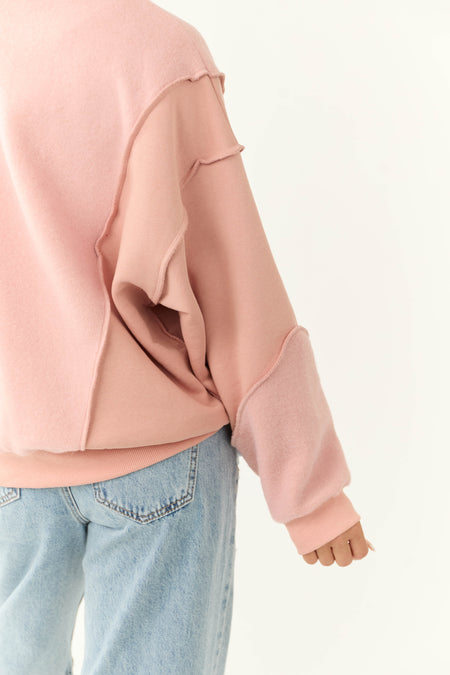 Dusty Blush Long Sleeve Soft Knit Sweatshirt