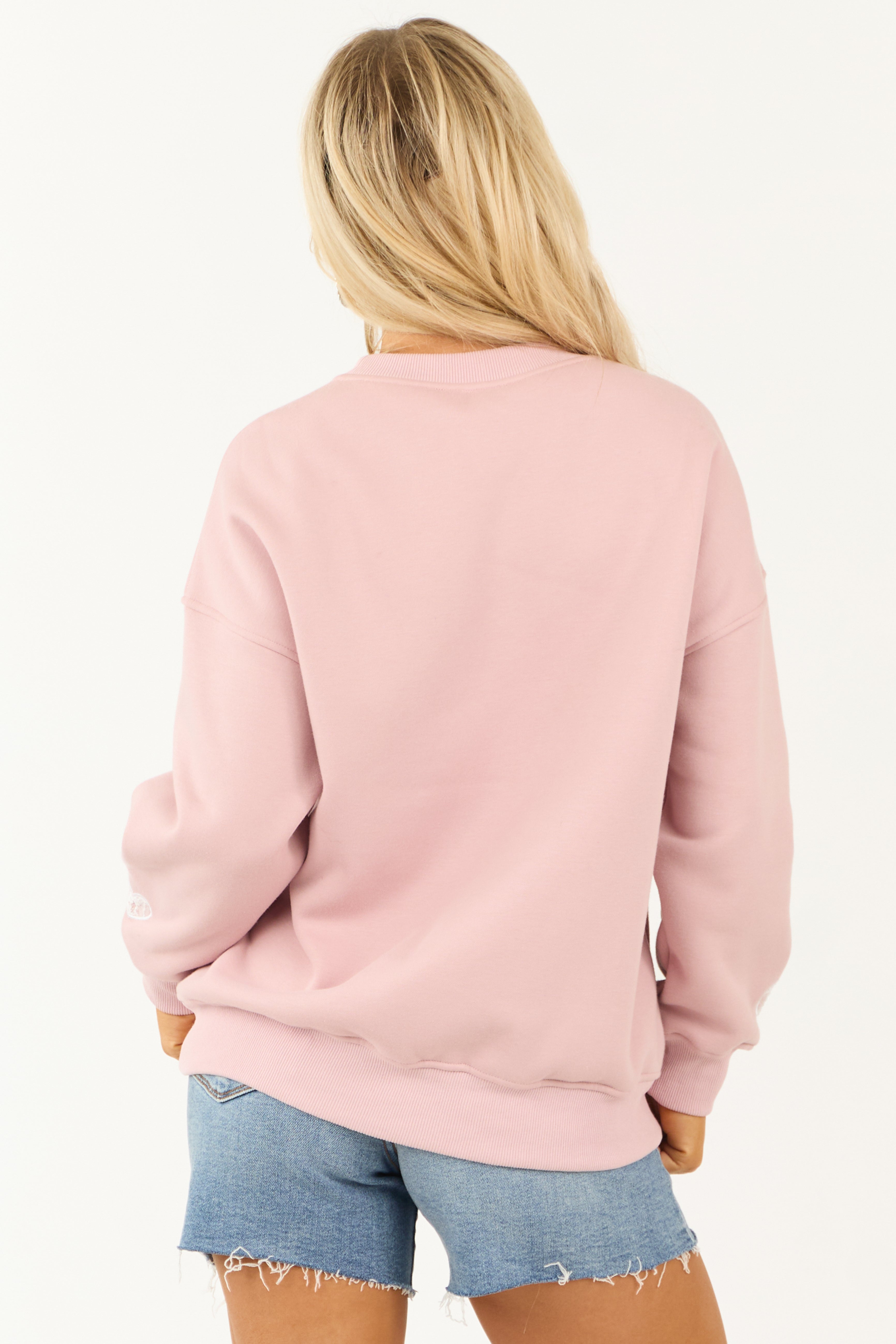 Dusty Blush 'Romantic' Lace Graphic Sweatshirt