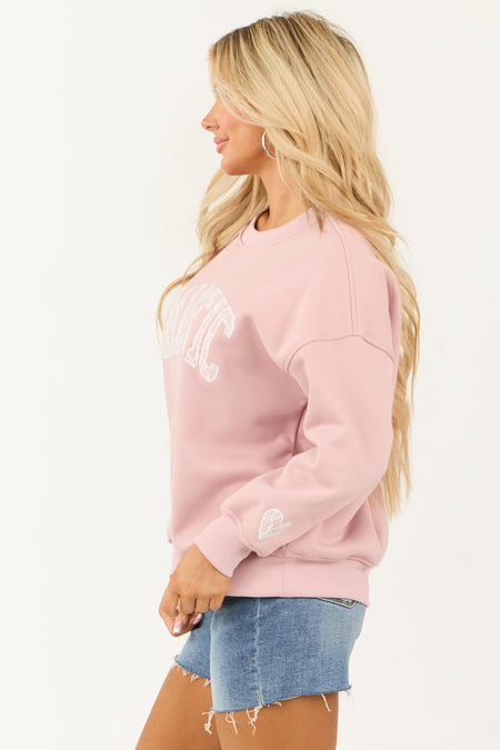 Dusty Blush 'Romantic' Lace Graphic Sweatshirt