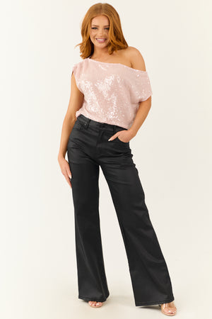 Dusty Blush Sequined Off the Shoulder Top