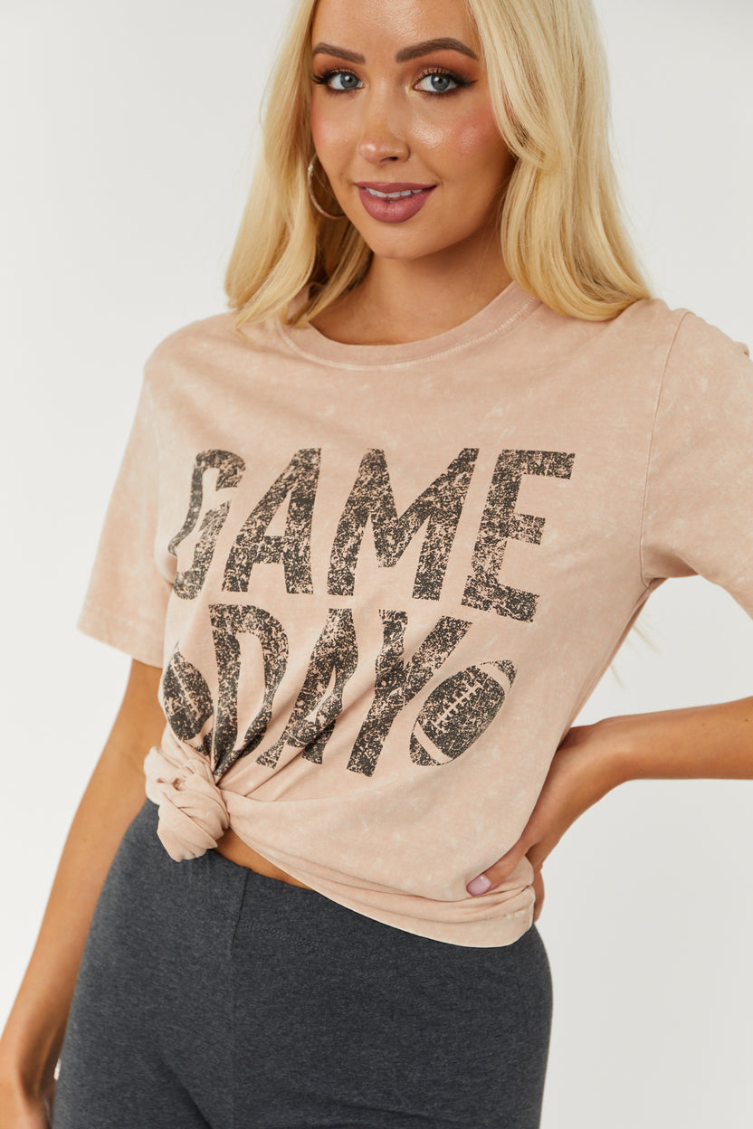 Dusty Coral Mineral Wash 'Game Day' Graphic Tee