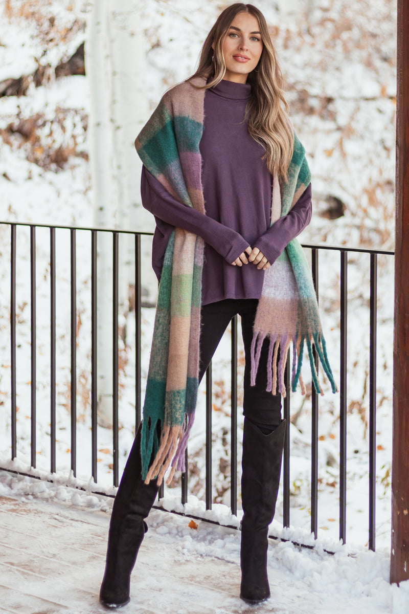 Dusty Grape Turtleneck Dolman Sleeve Top