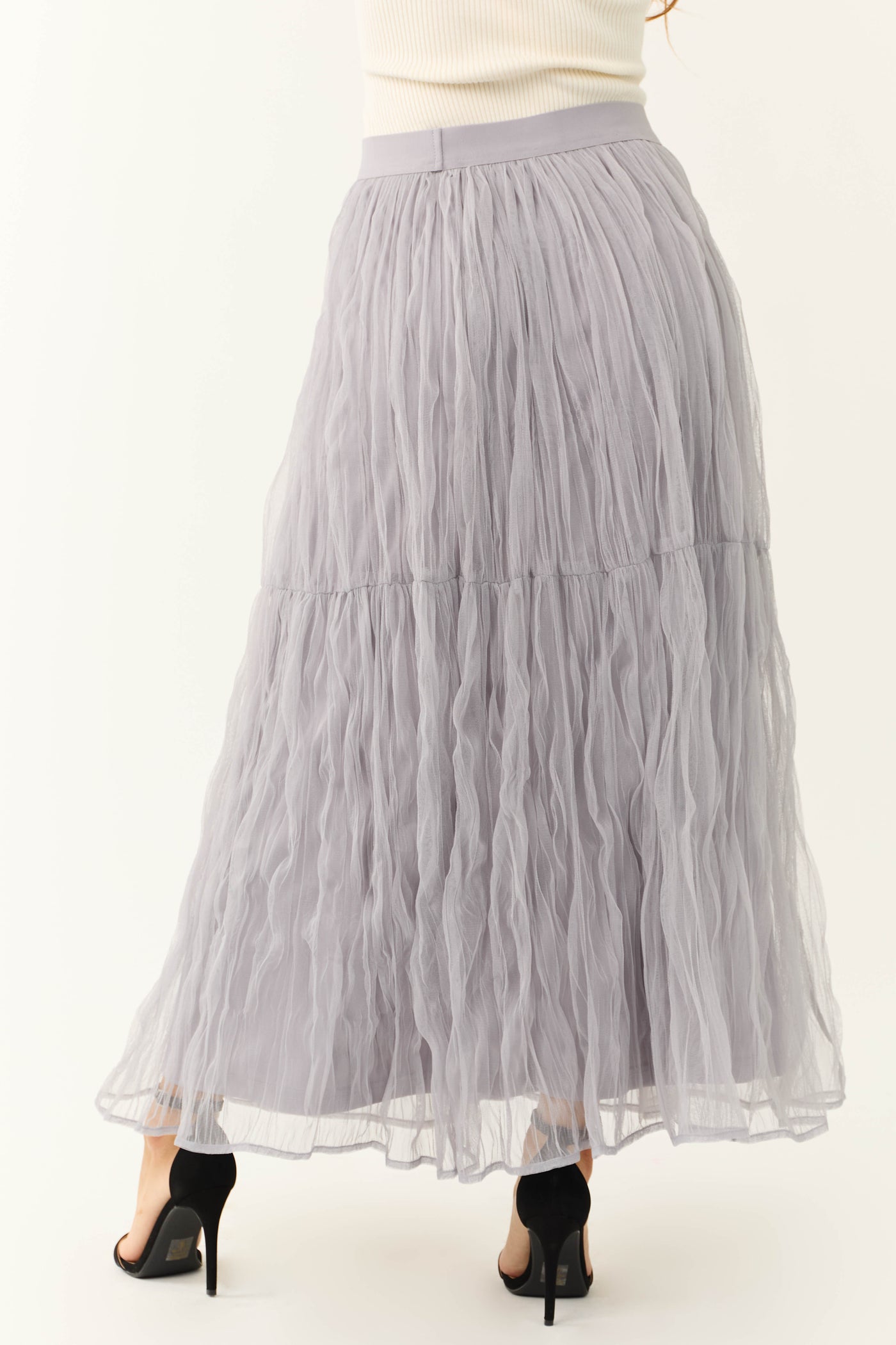 Dusty Lavender Tulle Plisse Maxi Skirt