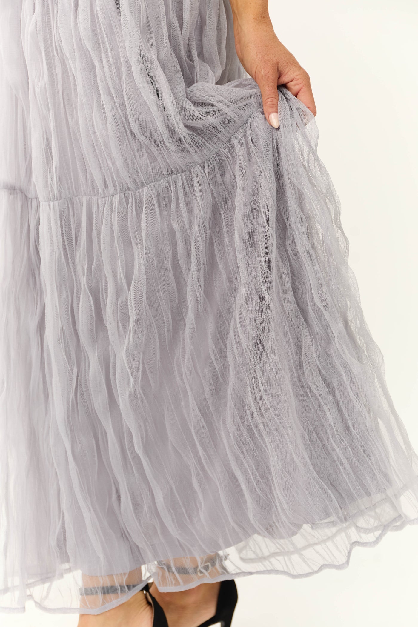 Dusty Lavender Tulle Plisse Maxi Skirt