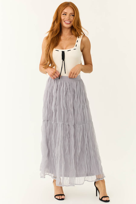 Dusty Lavender Tulle Plisse Maxi Skirt