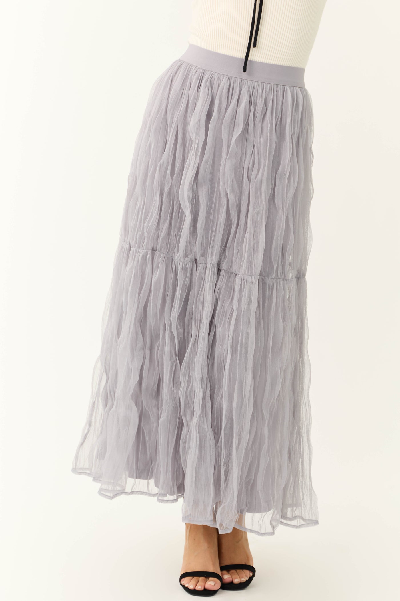 Dusty Lavender Tulle Plisse Maxi Skirt