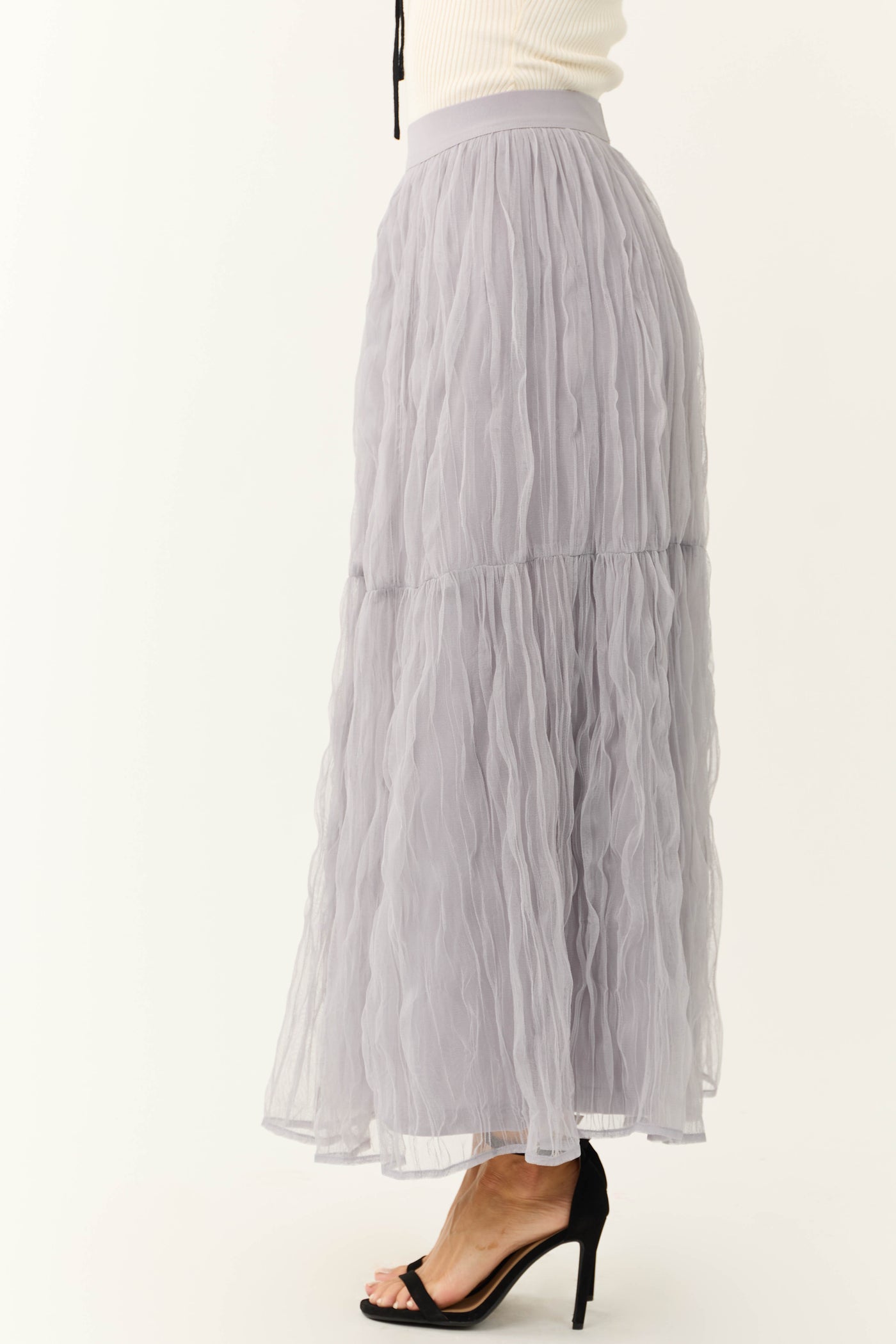 Dusty Lavender Tulle Plisse Maxi Skirt