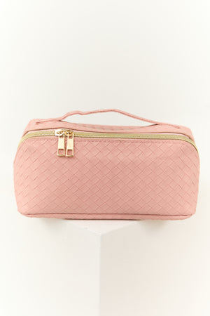 Dusty Blush Braided Faux Leather Makeup Bag