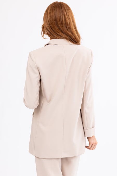 Emily Beige Longline Open Blazer