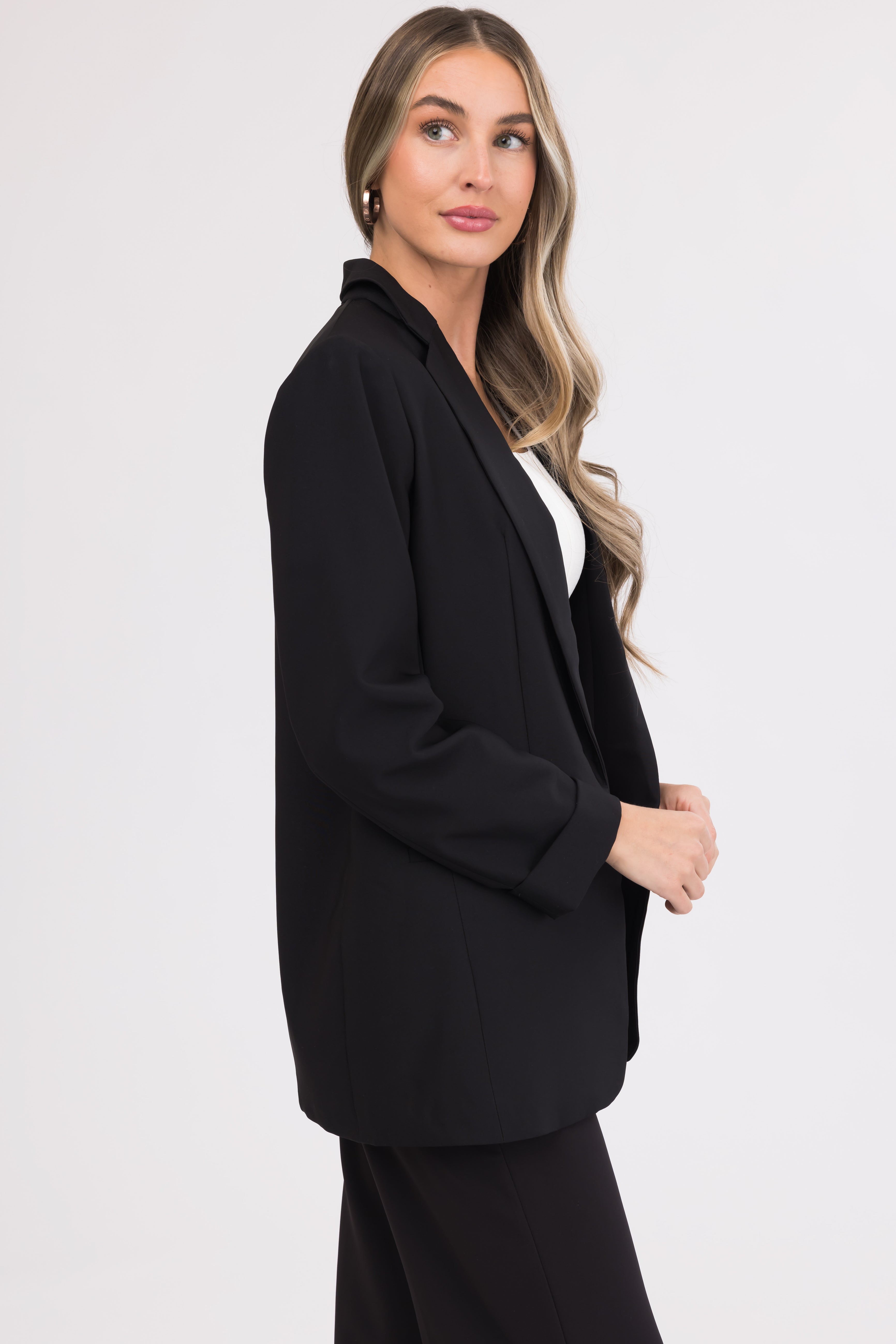 Emily Black Longline Open Blazer