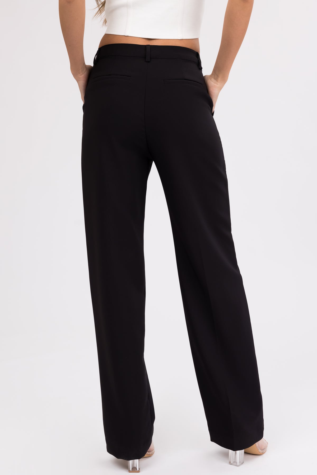 Emily Black Straight Leg Dress Pants | Lime Lush